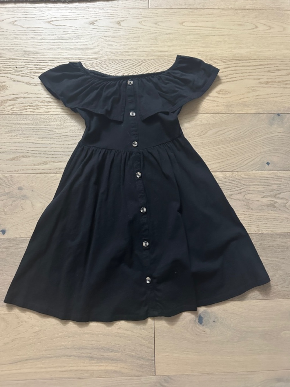 ASOS Black Off-Shoulder Button-Front Dress